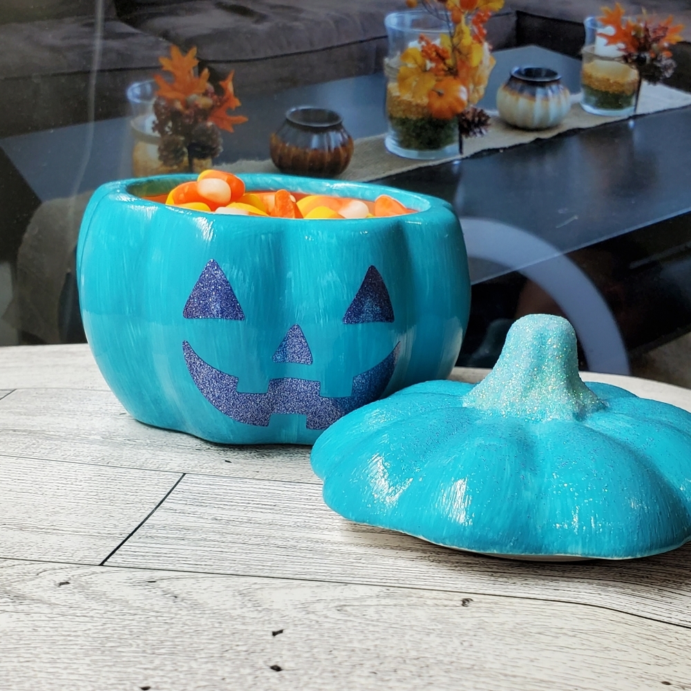 Ceramic Fall/Halloween Pumpkin Jacko lantern Decor Candy/Trinket Holder
